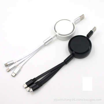 Factory Original High Quality 3in1 Round Retractable USB Charging Cable for Smartphones